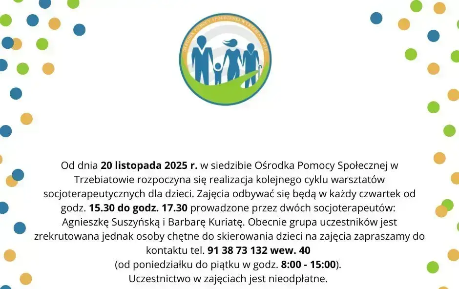 Zdjęcie do WARSZTATY SOCJOTERAPEUTYCZNE od 20.11.2025r.