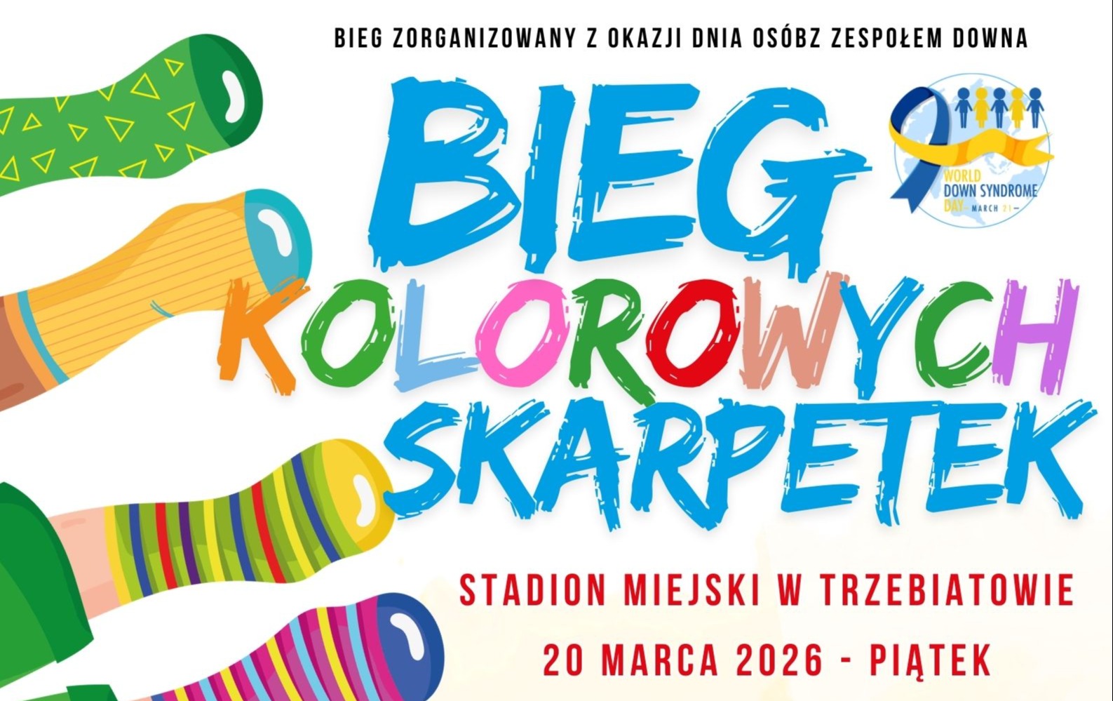 Zdjęcie do  III Bieg Kolorowych Skarpet &ndash; 20 marca 2026 w Trzebiatowie! 